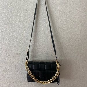 Nasty Gal Black Woven Chunky Chain Shoulder Bag